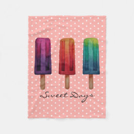 水彩可愛いポピュシクルアイスクリーム フリースブランケット