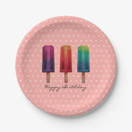 水彩可愛いポピュシクルアイスクリーム ペーパープレート