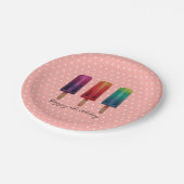 水彩可愛いポピュシクルアイスクリーム ペーパープレート (アングル)