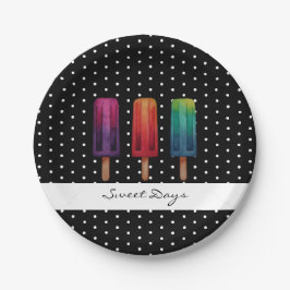 水彩可愛いポピュシクルアイスクリーム ペーパープレート