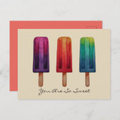 水彩可愛いポピュシクルアイスクリーム ポストカード (正面/裏面)