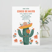 水彩可愛いメキシコサボテンCinco de Mayo 招待状 (スタンド正面)