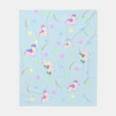 水彩可愛いユニコーン虹の星模様 フリースブランケット (正面)