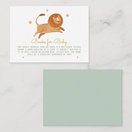 水彩可愛いライオンの本ベビーエンクロージャカード エンクロージャーカード (正面/裏面)