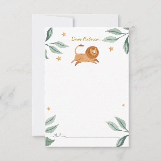 水彩可愛いライオンタイムカプセルサンキューカード サンキューカード (正面)