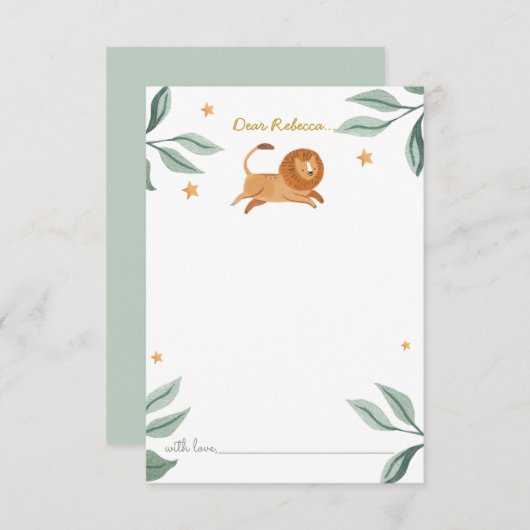 水彩可愛いライオンタイムカプセルサンキューカード サンキューカード (正面/裏面)