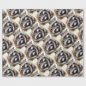 水彩可愛いラクーン動物の野生動物自然 ラッピングペーパー (フラット)