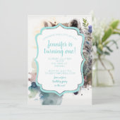 水彩可愛いラクーン春の花 招待状 (スタンド正面)