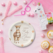 水彩可愛いラマベージュベビーシャワー ペーパープレート (パーティー)
