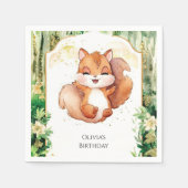 水彩可愛いリス誕生日 スタンダードカクテルナプキン (正面)