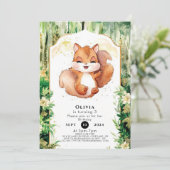 水彩可愛いリス誕生日 招待状 (スタンド正面)
