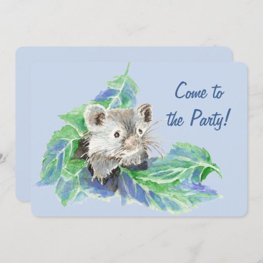 水彩可愛いリトルハムスター誕生日カスタム 招待状 (正面/裏面)