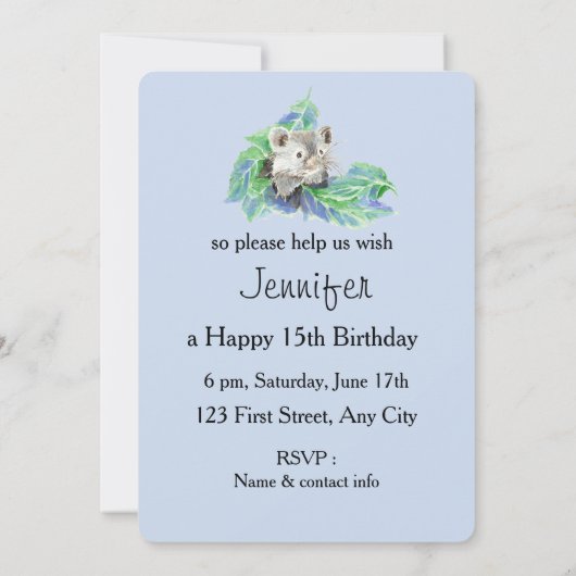 水彩可愛いリトルハムスター誕生日カスタム 招待状 (裏面)