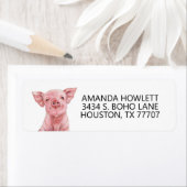 水彩可愛いリトルピグ差出人住所 ラベル (インサイチュ)