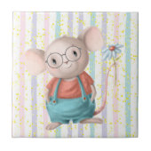 水彩可愛いレインボーマウス動物芸術セラミックT タイル (正面)