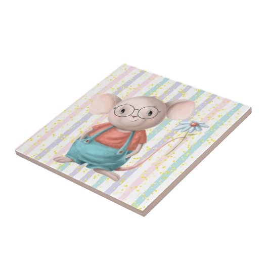 水彩可愛いレインボーマウス動物芸術セラミックT タイル (側面)