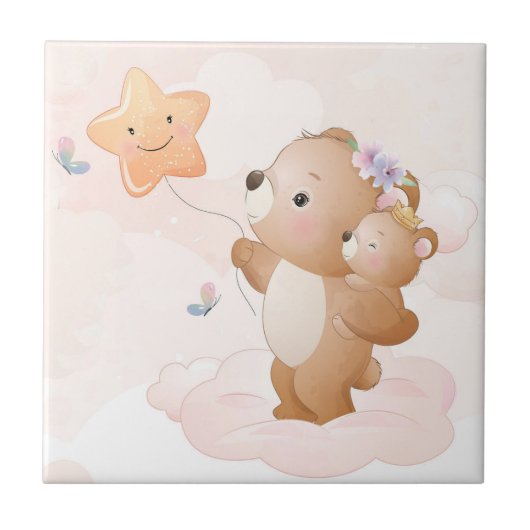 水彩可愛いレインボーマウス動物芸術セラミックT タイル (正面)