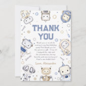 水彩可愛いロボット子供の誕生日パーティー サンキューカード (正面)