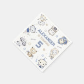 水彩可愛いロボット子供の誕生日パーティー スタンダードカクテルナプキン (角)