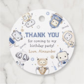 水彩可愛いロボット子供の誕生日パーティー フェイバータグ (裏面)