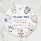 水彩可愛いロボット子供の誕生日パーティー フェイバータグ (正面)