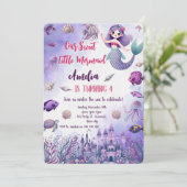 水彩可愛い人魚の海の下誕生日 招待状 (スタンド正面)