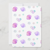 水彩可愛い人魚の海の下誕生日 招待状 (裏面)