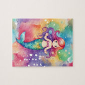 水彩可愛い人魚 ジグソーパズル (横)