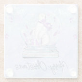 水彩可愛い冬の極熊スノーグローブ ガラスコースター (裏面)