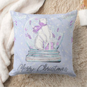 水彩可愛い冬の極熊スノーグローブ クッション (ブランケット)