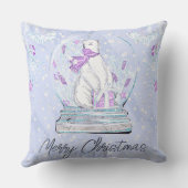 水彩可愛い冬の極熊スノーグローブ クッション (裏面)