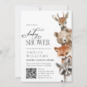 水彩可愛い動物モダンQRコード招待状 招待状 (正面)