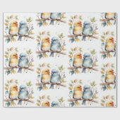 水彩可愛い可愛い可愛い鳥の動物の自然アート ラッピングペーパー (フラット)