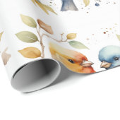 水彩可愛い可愛い可愛い鳥の動物の自然アート ラッピングペーパー (ロールコーナー)