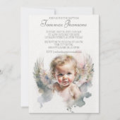 水彩可愛い天使ベビーバプテスマ招待状 招待状 (正面)