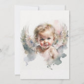 水彩可愛い天使ベビーバプテスマ招待状 招待状 (裏面)