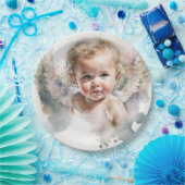 水彩可愛い天使ベビーバプテスマ ペーパープレート (パーティー)