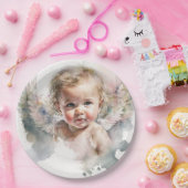 水彩可愛い天使ベビーバプテスマ ペーパープレート (パーティー)