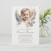 水彩可愛い天使ベビーバプテスマ 招待状 (スタンド正面)