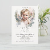 水彩可愛い天使ベビーバプテスマ 招待状 (スタンド正面)