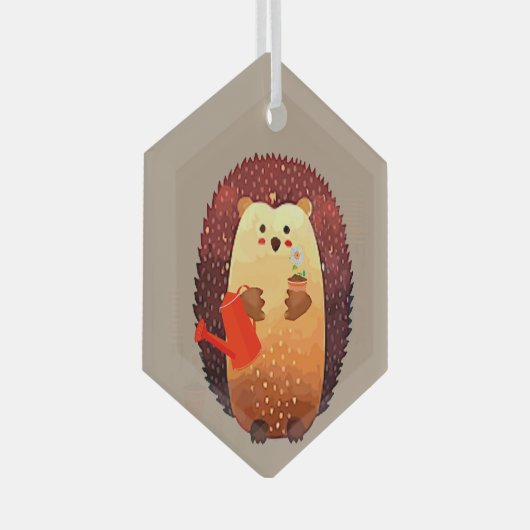 水彩可愛い小さなハリネズミ園芸動物 ガラスオーナメント (正面右)