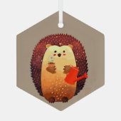 水彩可愛い小さなハリネズミ園芸動物 ガラスオーナメント (裏面)