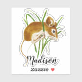 水彩可愛い小さなマウス動物名前をカスタムする シール (シート)