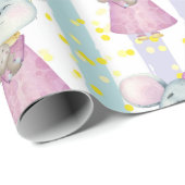 水彩可愛い小さな母とベビーマウス動物 ラッピングペーパー (ロールコーナー)