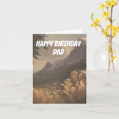 水彩可愛い山のハッピーバースデーカードパパ カード (黄色い花)