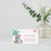 水彩可愛い恐竜の女の子ベビーシャワー エンクロージャーカード (スタンド正面)