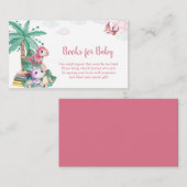 水彩可愛い恐竜の女の子ベビーシャワー エンクロージャーカード (正面/裏面)