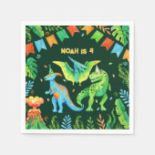 水彩可愛い恐竜の少年の誕生日パーティー スタンダードカクテルナプキン (正面)