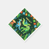 水彩可愛い恐竜の少年の誕生日パーティー スタンダードカクテルナプキン (角)