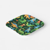 水彩可愛い恐竜の少年の誕生日パーティー ペーパープレート (傾斜あり)